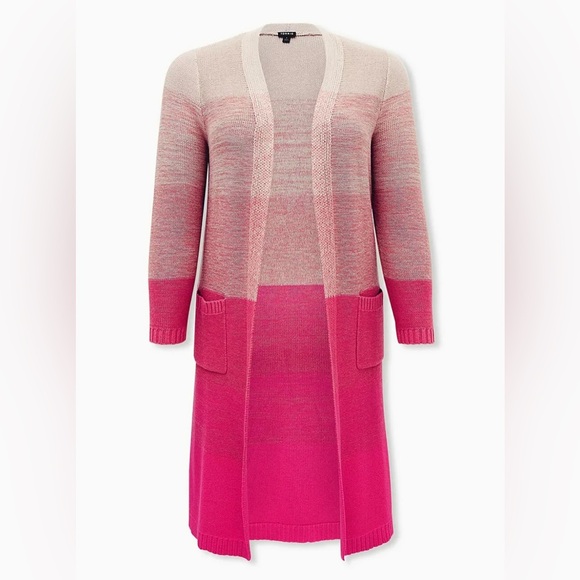 Torrid Pink Ombre Stripe Slouchy Duster Sweater Size 2X 18/20 - Picture 1 of 5
